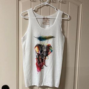 N&P My Positive Vibes Tank Top Handmade Thailand White w/Colorful Design Size M